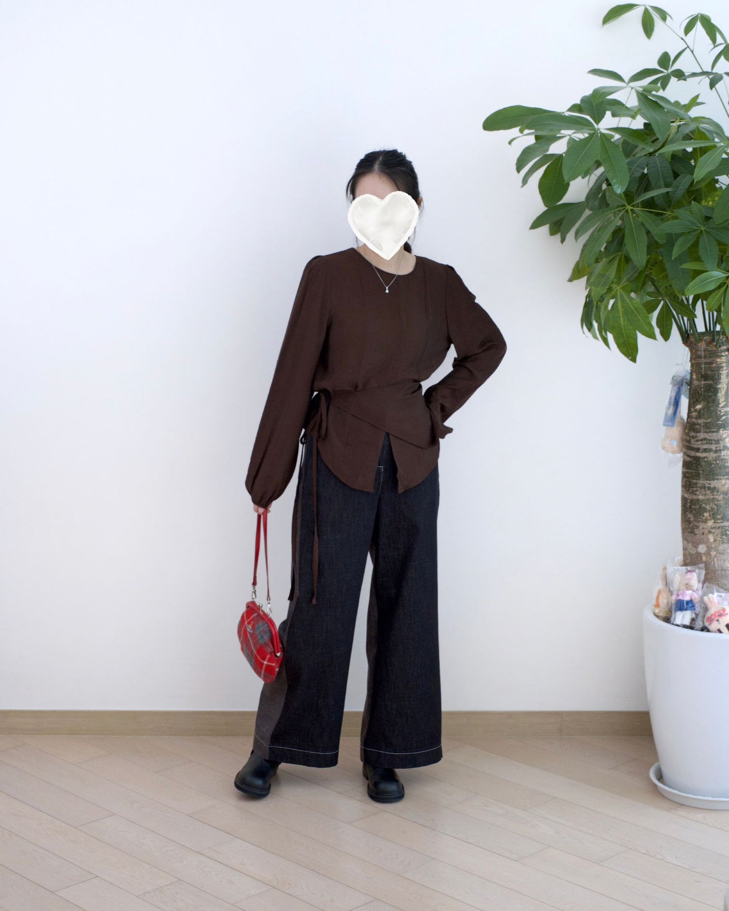 Moci 拼格仔布牛仔褲