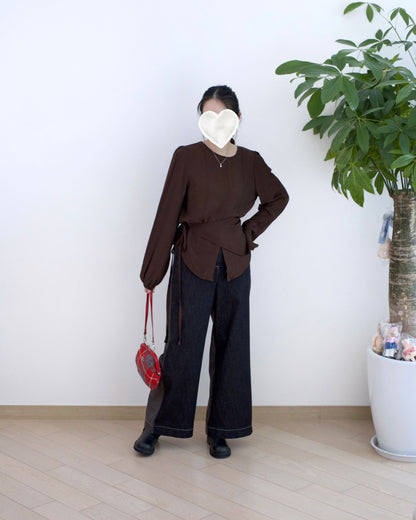 Moci 拼格仔布牛仔褲