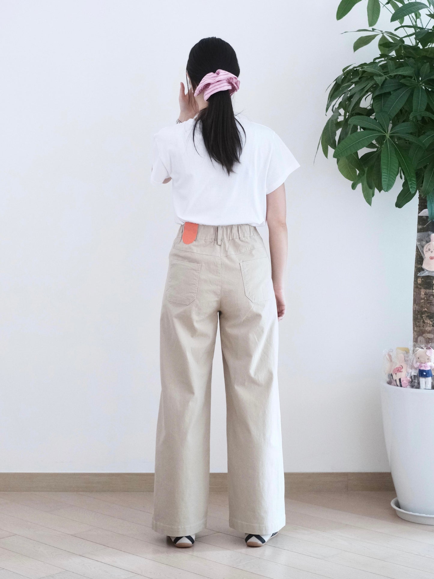 Moci 花邊闊腳扯布褲