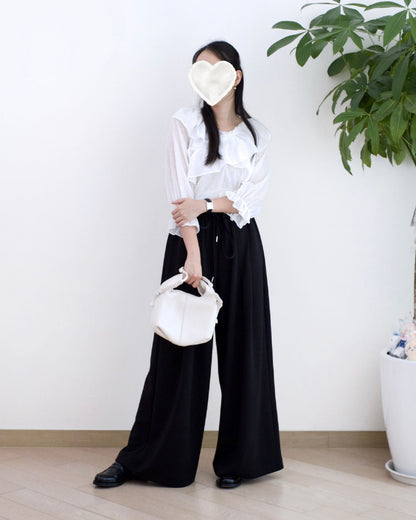 Moci Lace花邊併腰闊褲