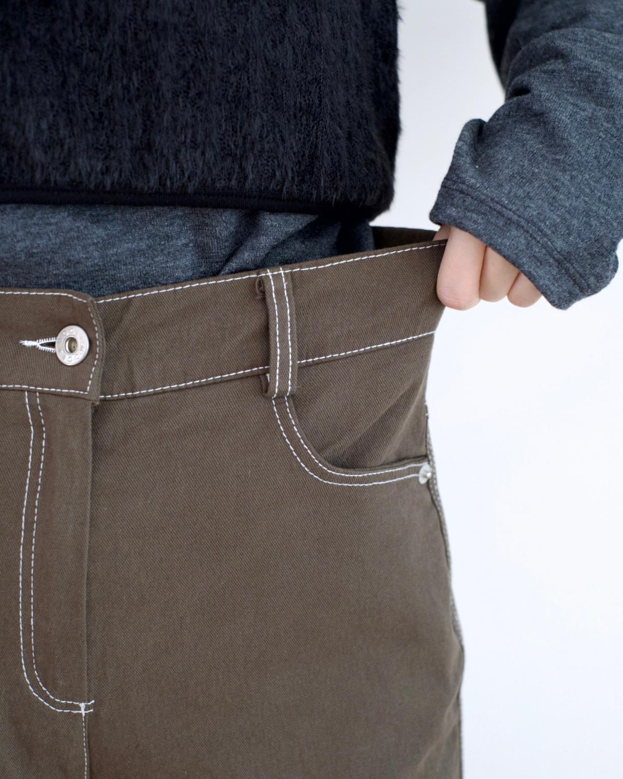 Moci 明線闊筒扯布褲