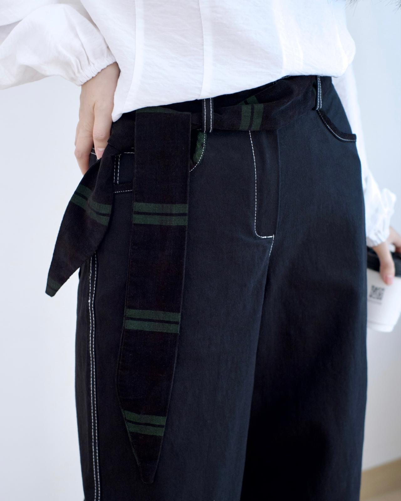 Moci 併格仔闊筒扯布褲