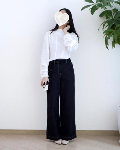 Moci 併格仔闊筒扯布褲