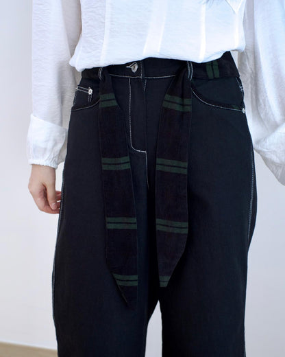 Moci 併格仔闊筒扯布褲
