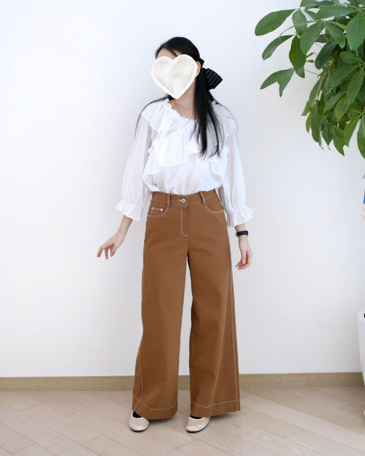 Moci 明線闊筒扯布褲