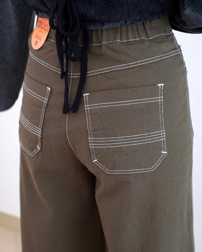 Moci 明線闊筒扯布褲