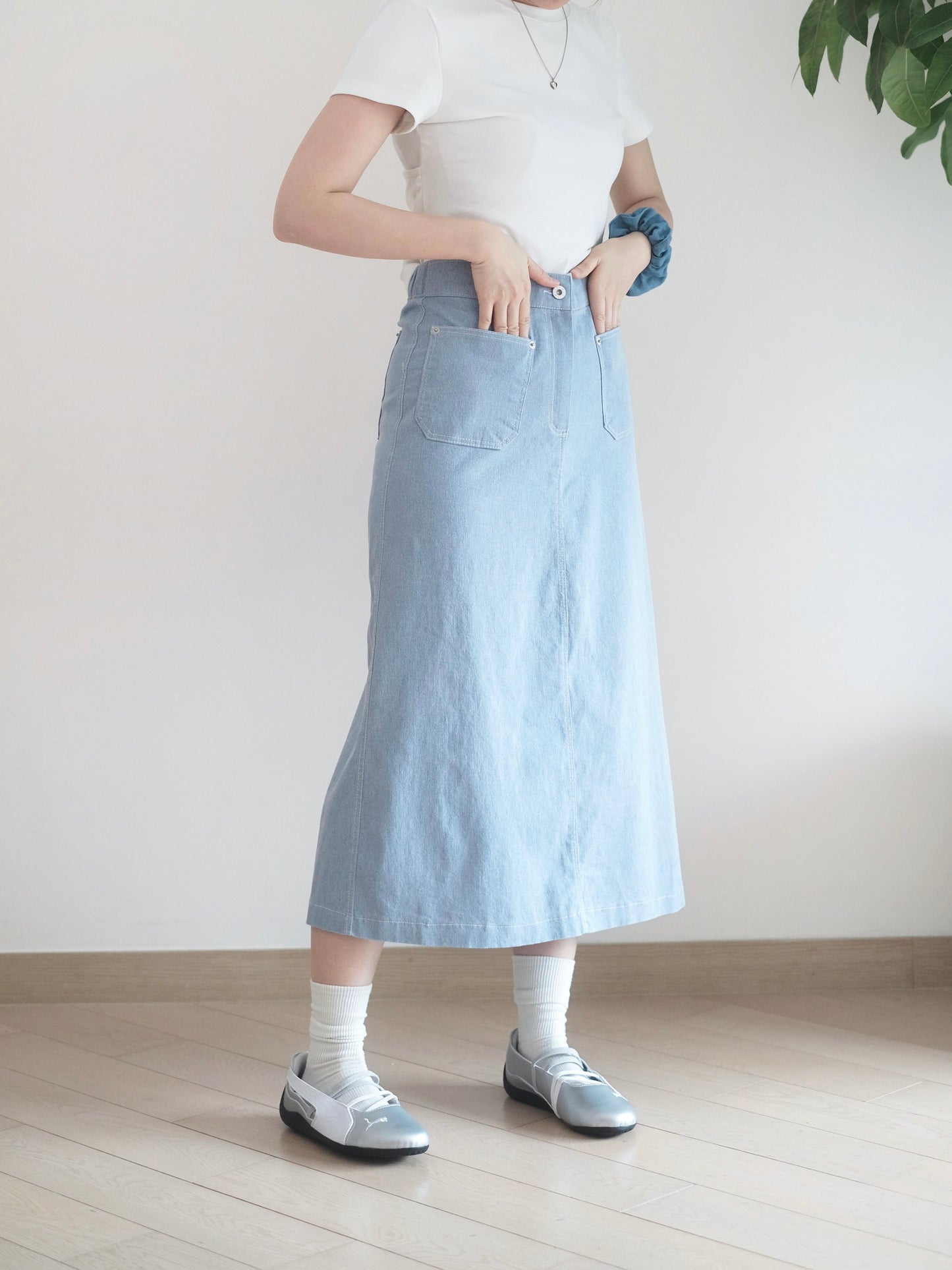 Moci 中長扯布裙
