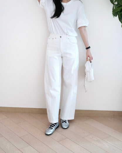 Moci Ruffle口袋直筒扯布褲︎