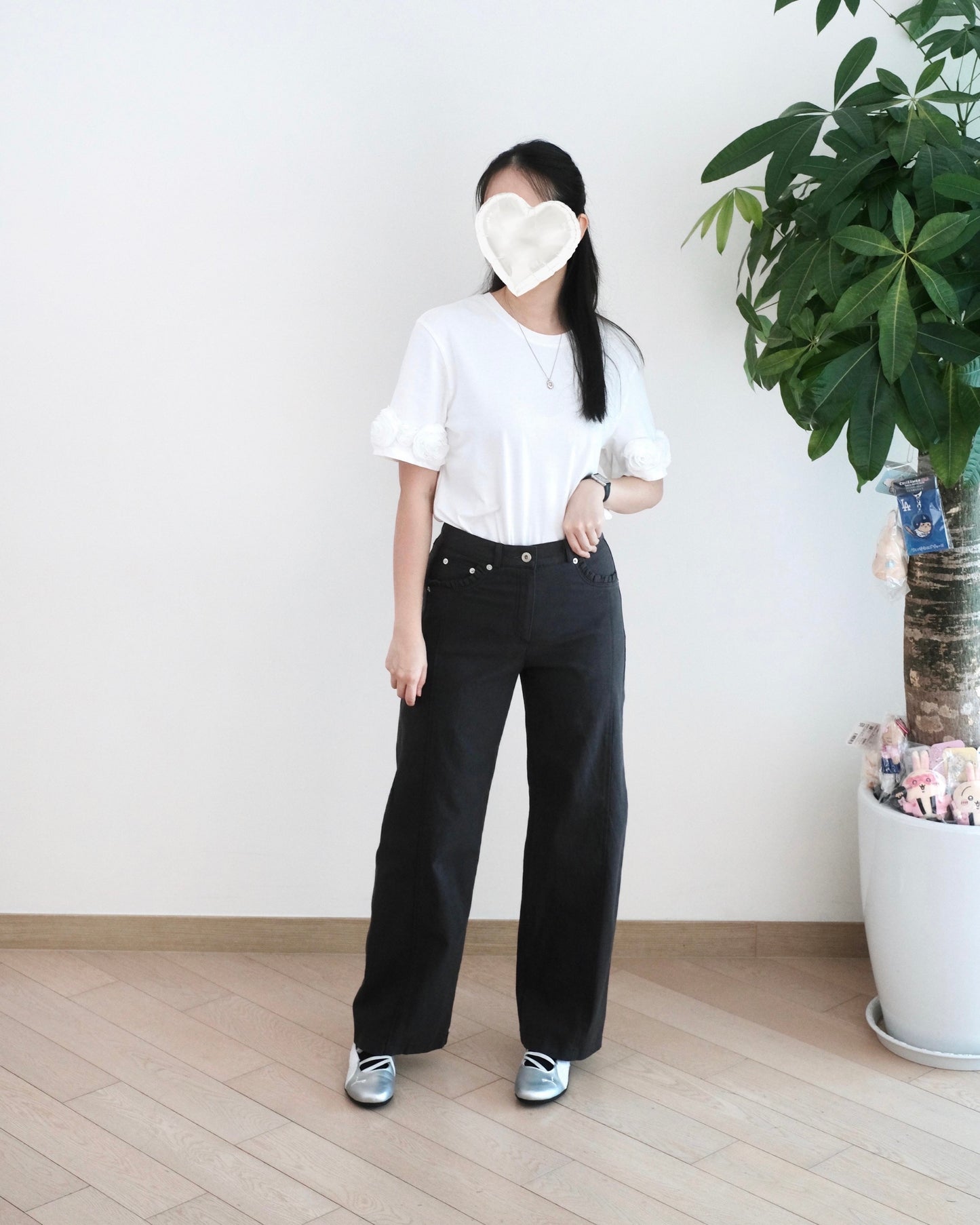 Moci Ruffle口袋直筒扯布褲︎