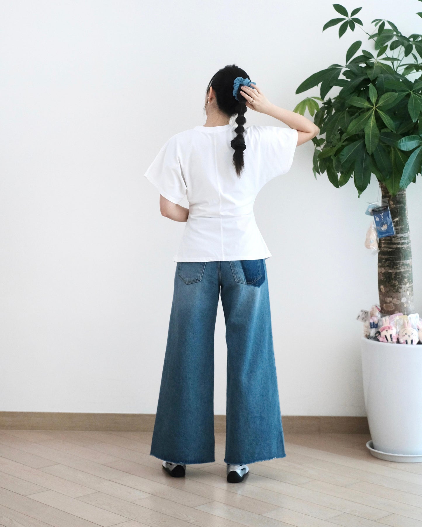 Moci 闊筒拼邊牛仔褲