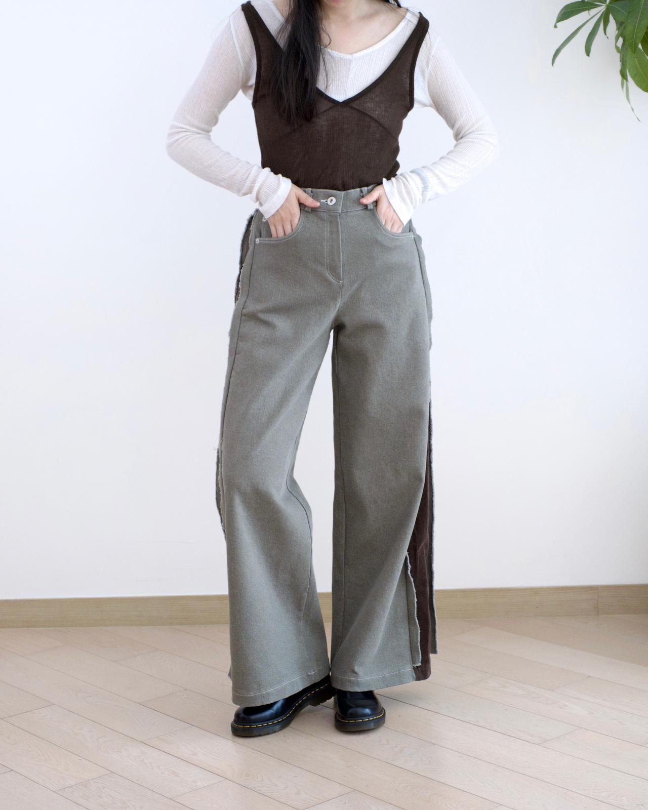 Moci 併燈芯絨扯布褲