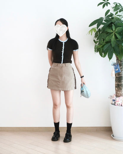 Moci 拼邊扯布裙褲