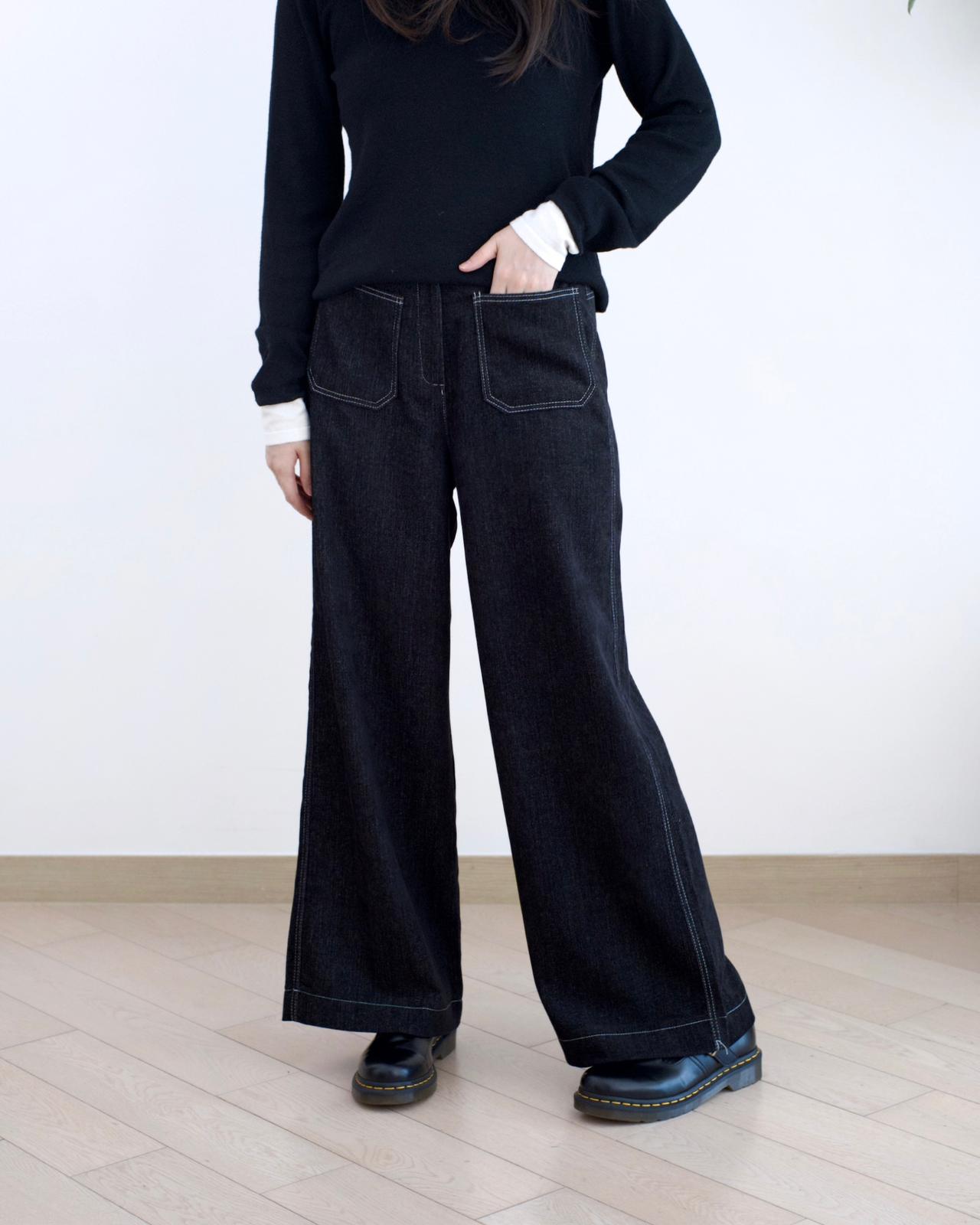 Moci 毛巾面料闊筒休閑褲︎