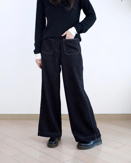 Moci 毛巾面料闊筒休閑褲︎