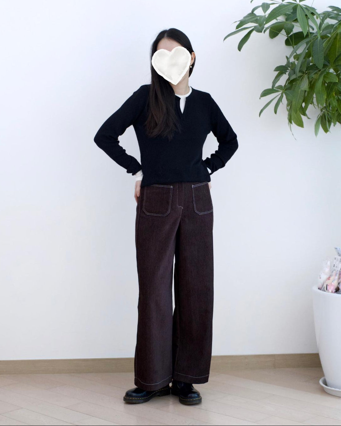 Moci 毛巾面料闊筒休閑褲︎