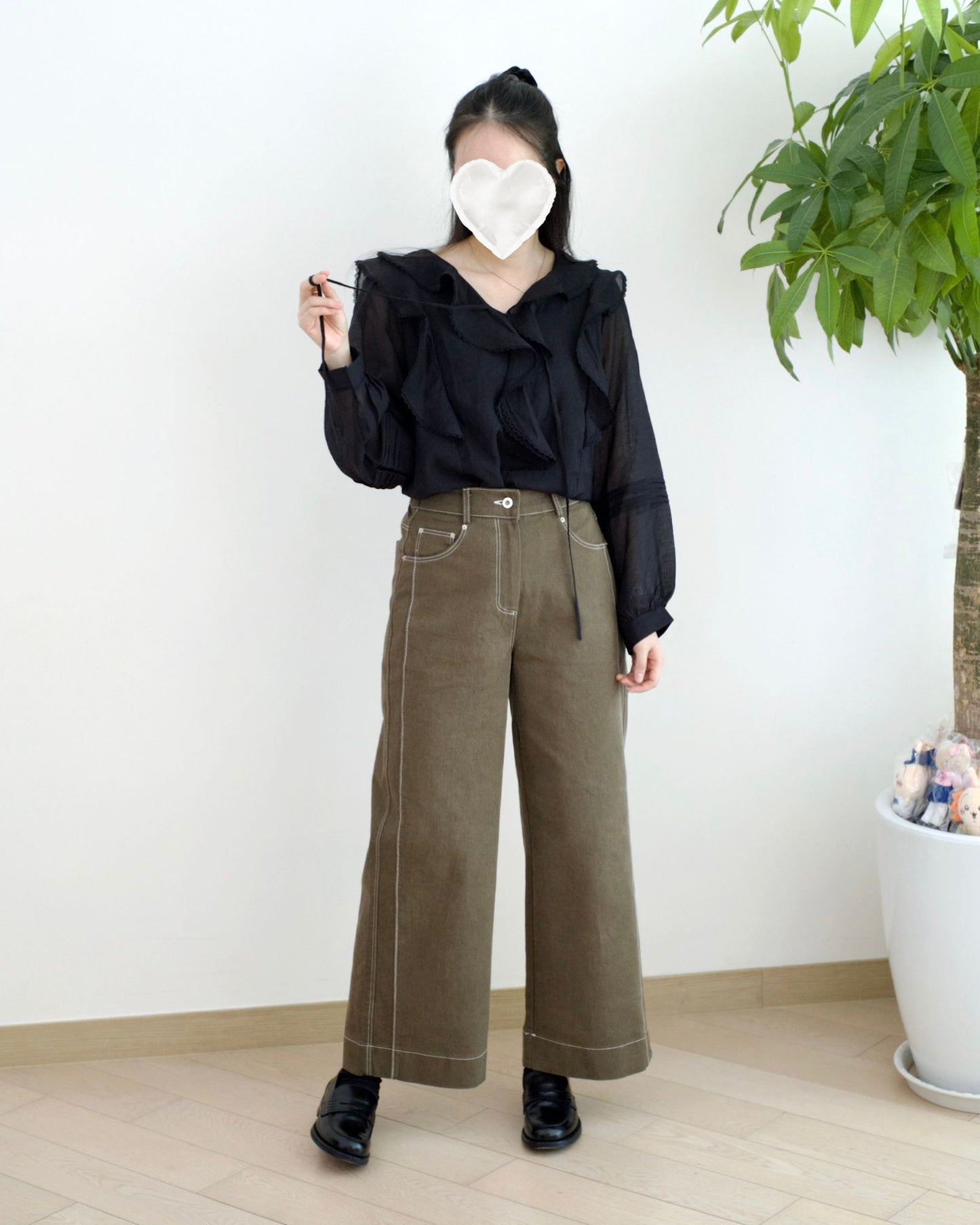 Moci 側波浪明線扯布褲︎