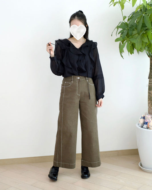 Moci 側波浪明線扯布褲︎