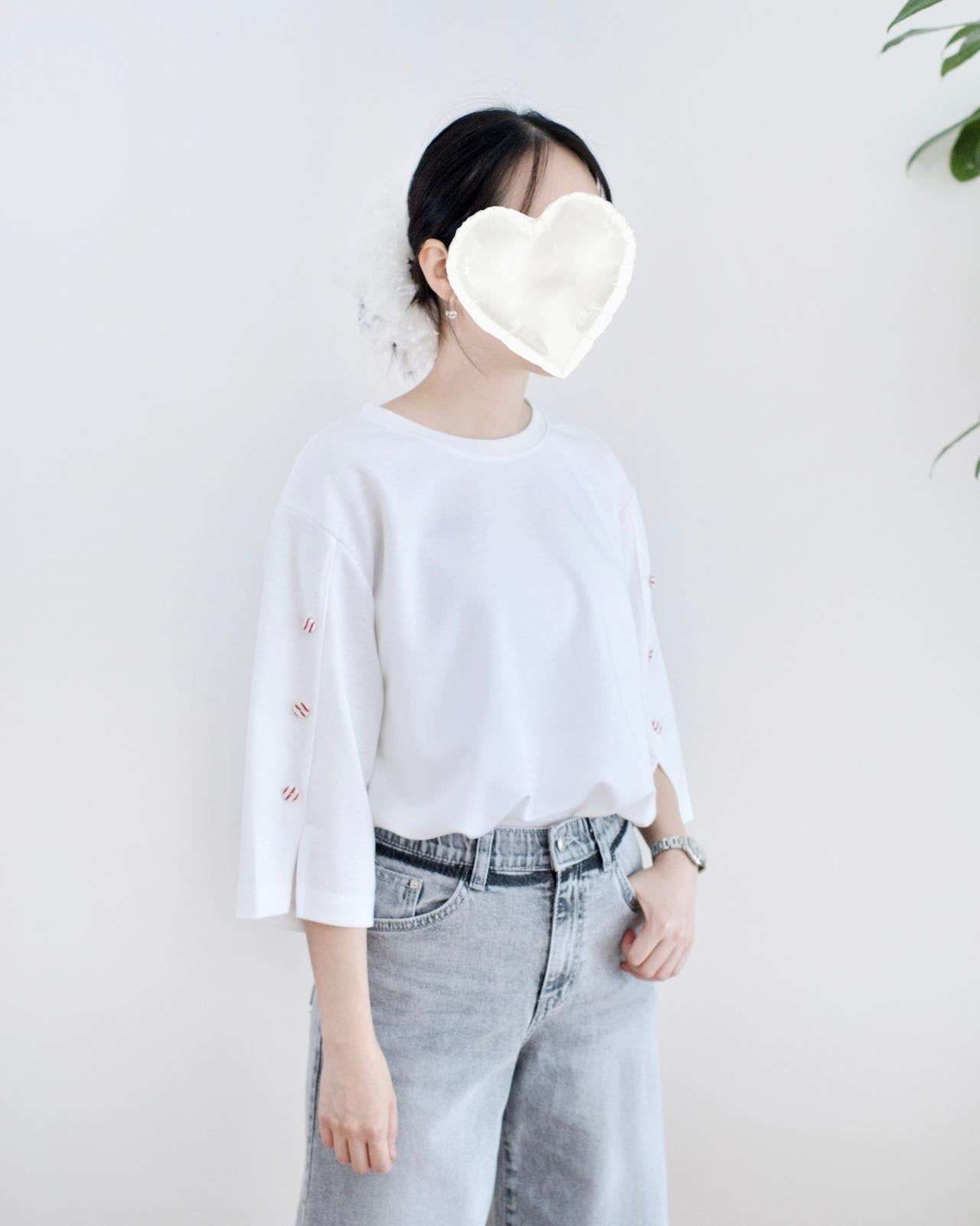 韓國鈕扣中袖Tee