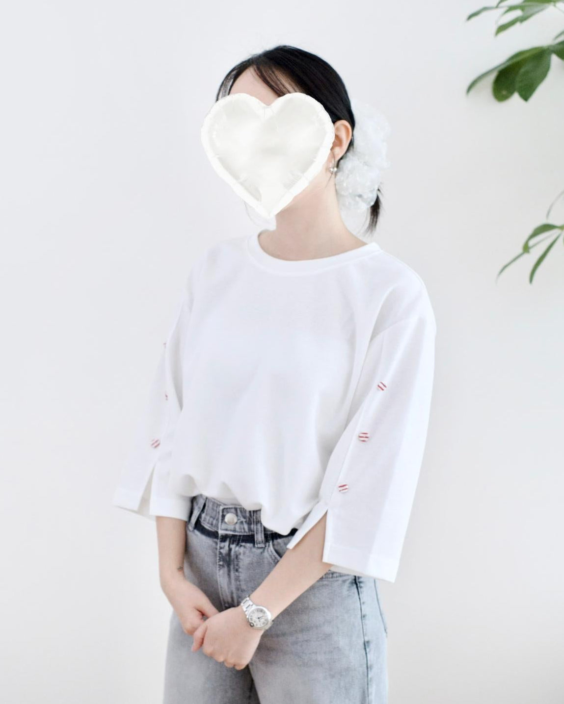 韓國鈕扣中袖Tee