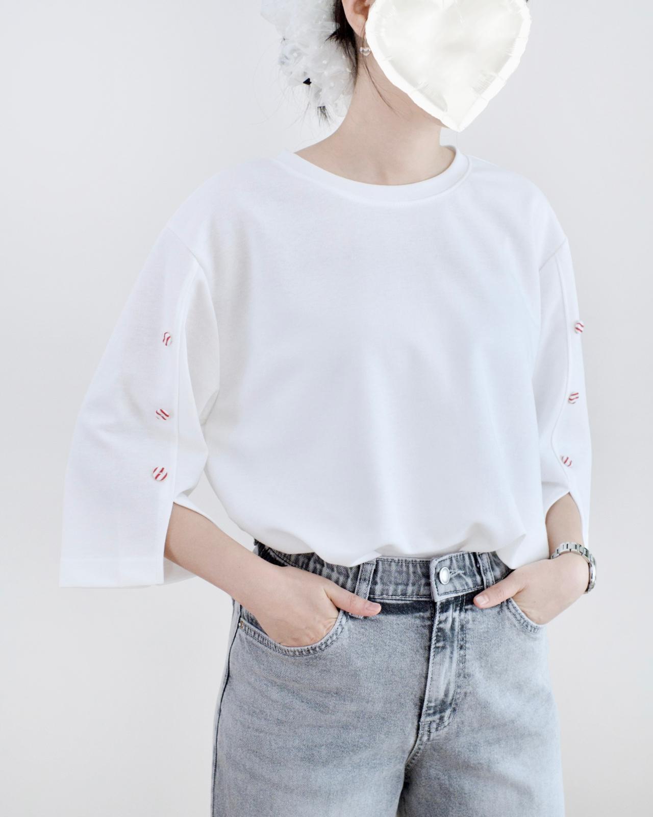 韓國鈕扣中袖Tee