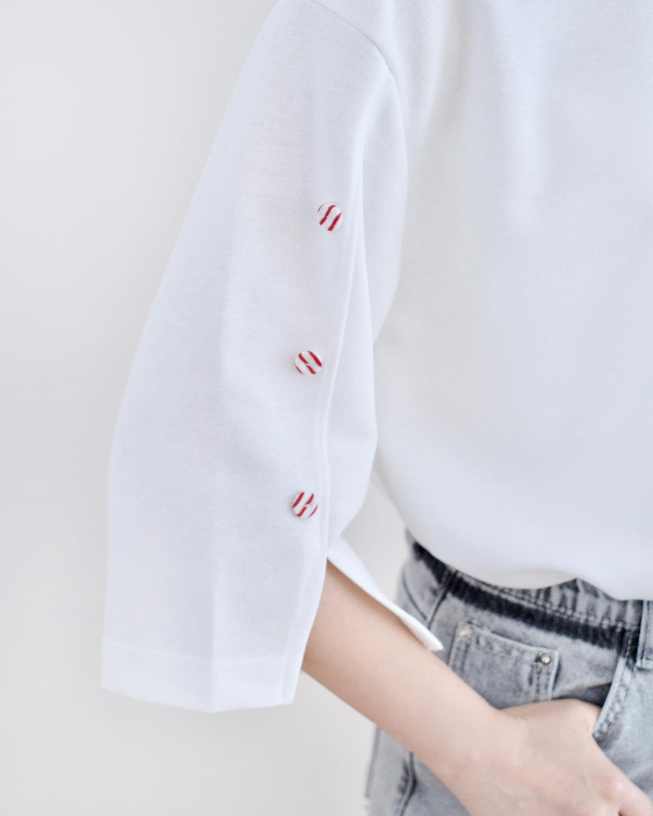 韓國鈕扣中袖Tee