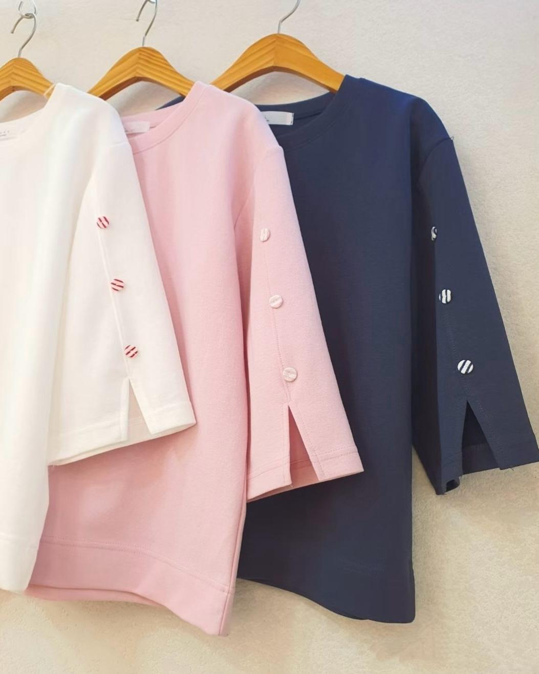 韓國鈕扣中袖Tee