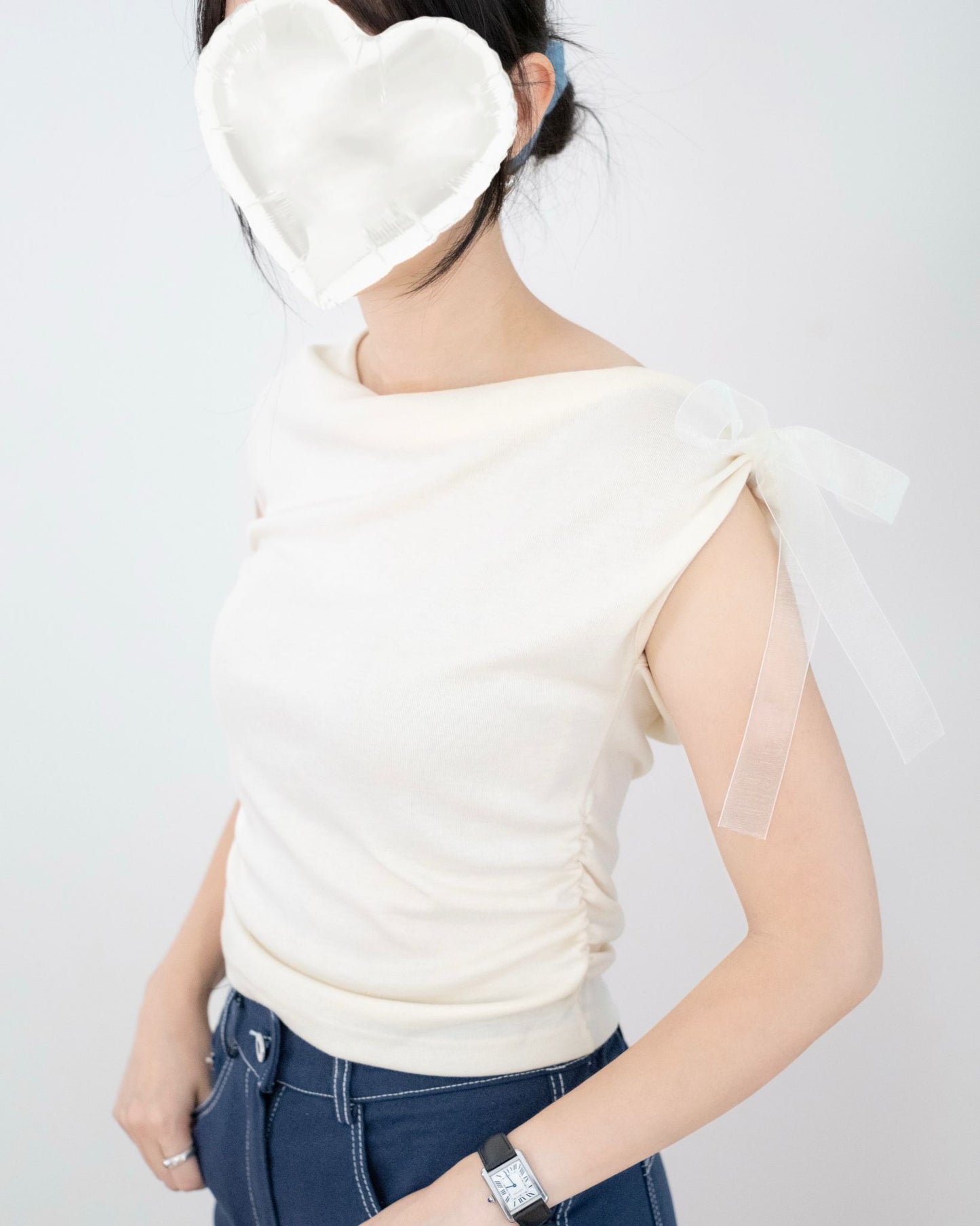 韓國蝴蝶結絲帶Top