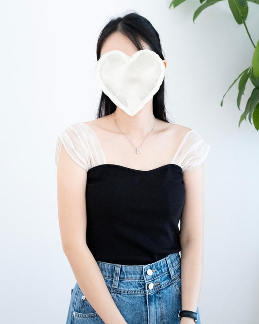 肩拼紗坑紋Top