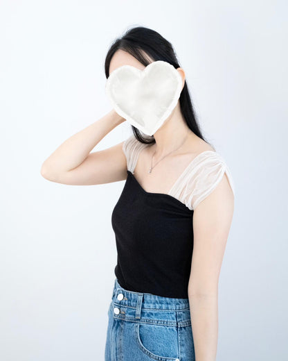 肩拼紗坑紋Top