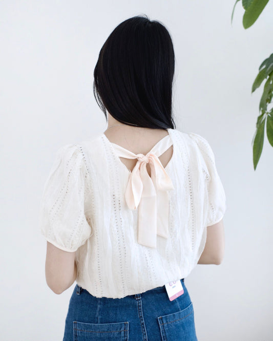韓國後絲帶蝴蝶結Top