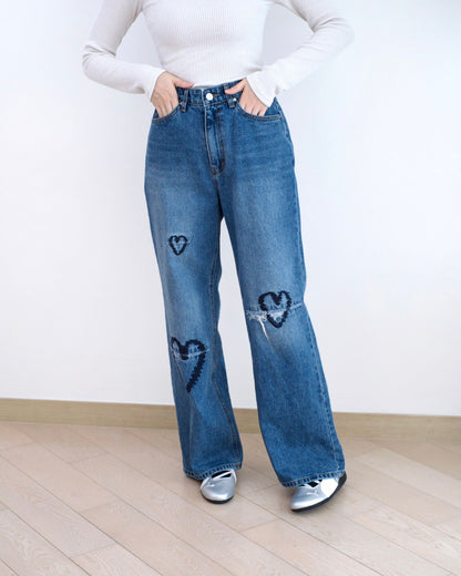 韓國洗水直筒牛仔褲