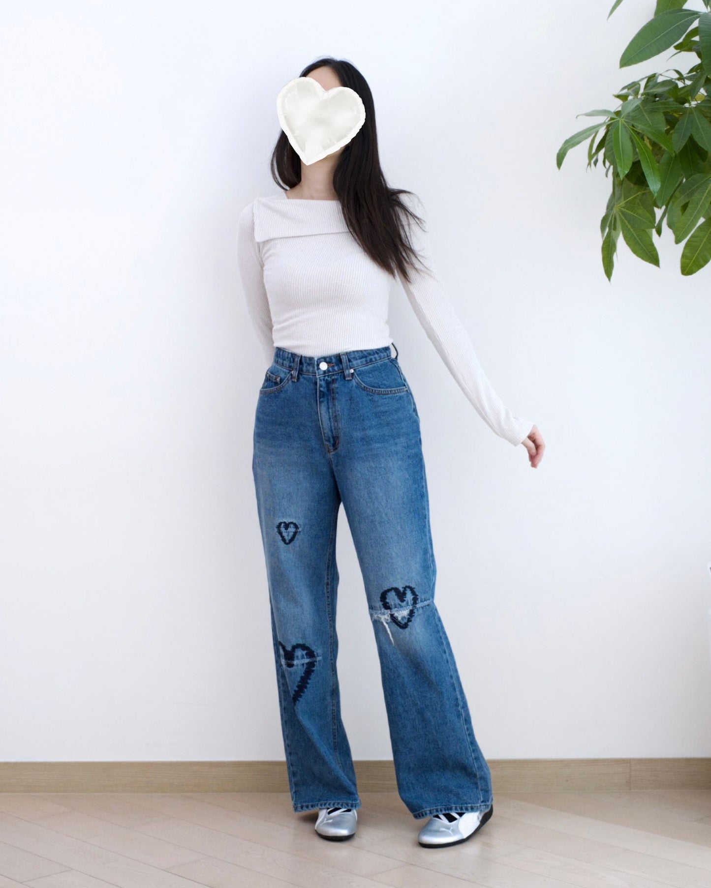 韓國洗水直筒牛仔褲