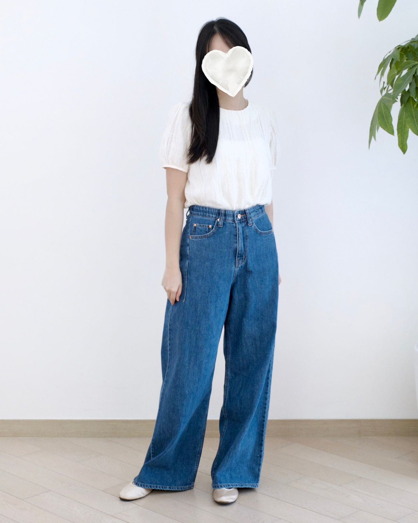 韓國洗水直筒牛仔褲