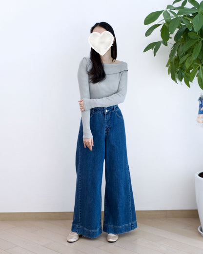 Odd Eye 鈕扣闊筒牛仔褲︎