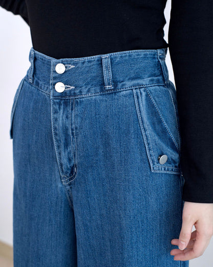 Odd Eye 鈕扣闊筒牛仔褲