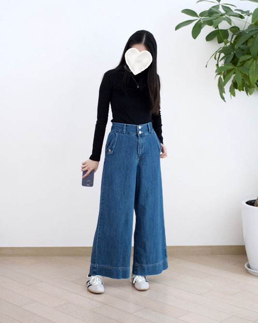 Odd Eye 鈕扣闊筒牛仔褲