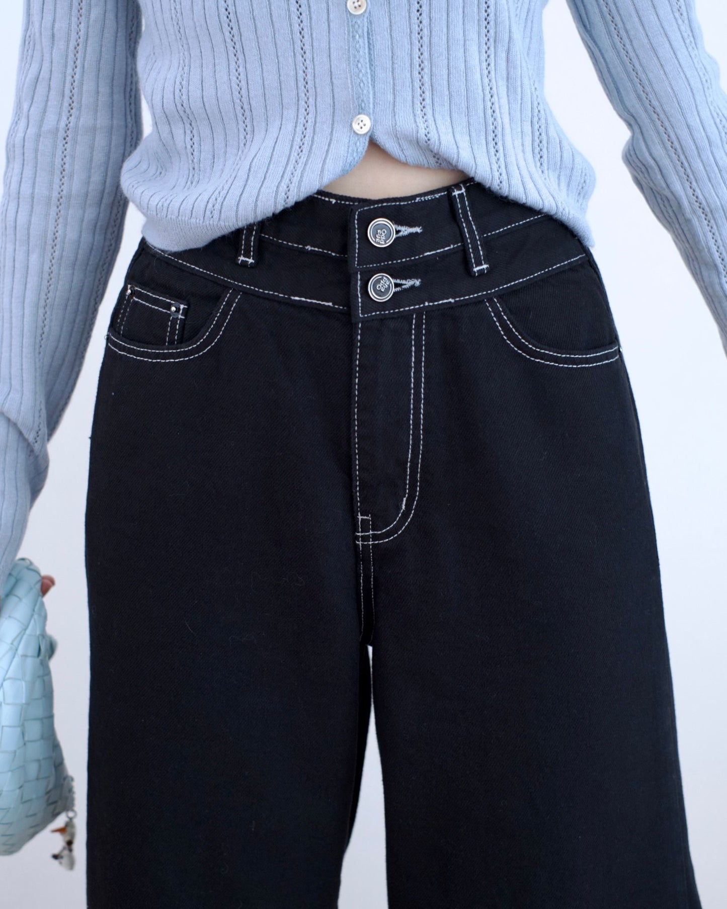 Odd Eye 雙鈕闊筒牛仔褲