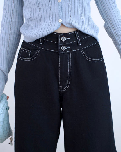 Odd Eye 雙鈕闊筒牛仔褲