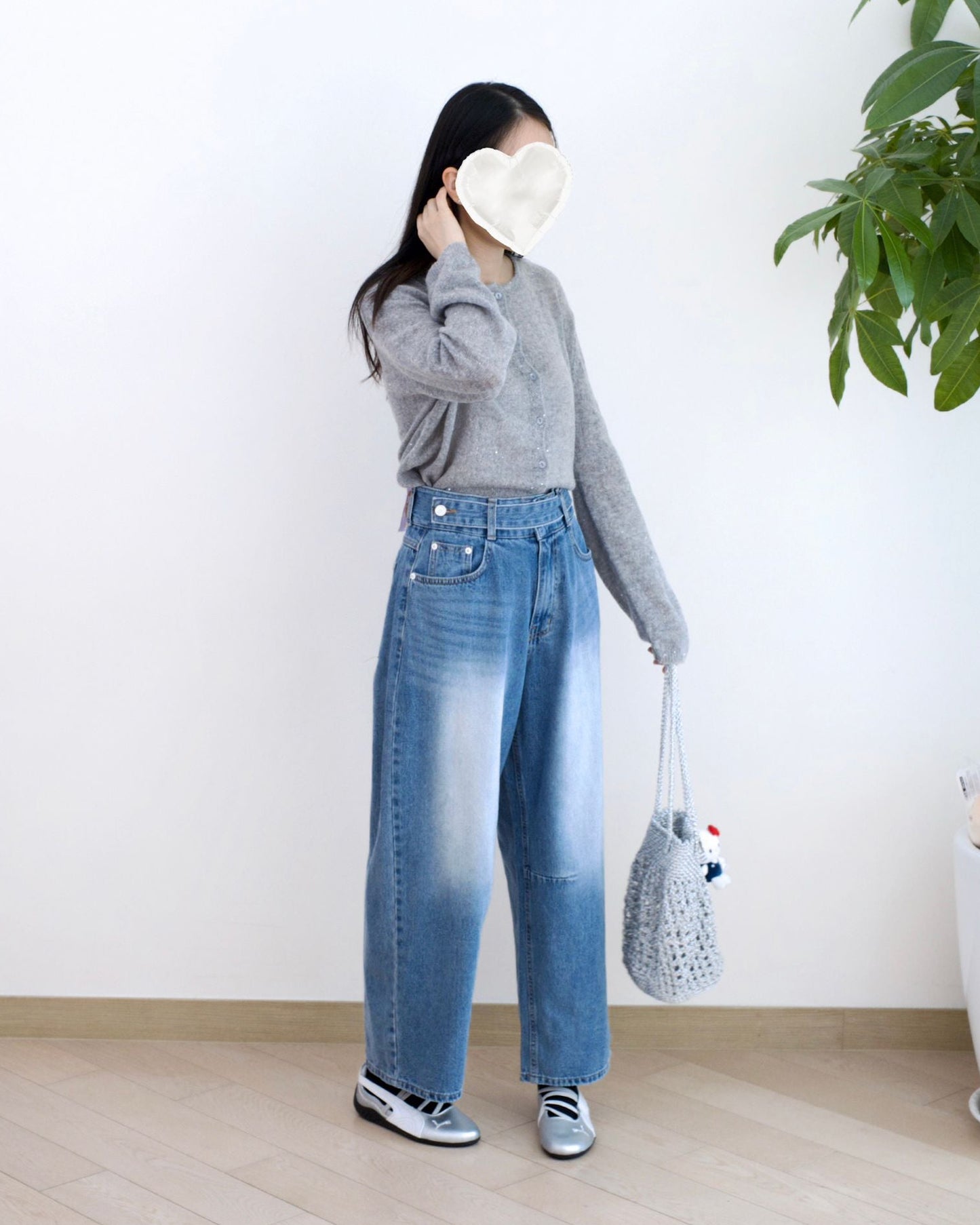 Odd Eye 鈕扣直筒牛仔褲