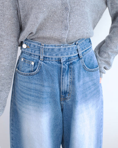 Odd Eye 鈕扣直筒牛仔褲