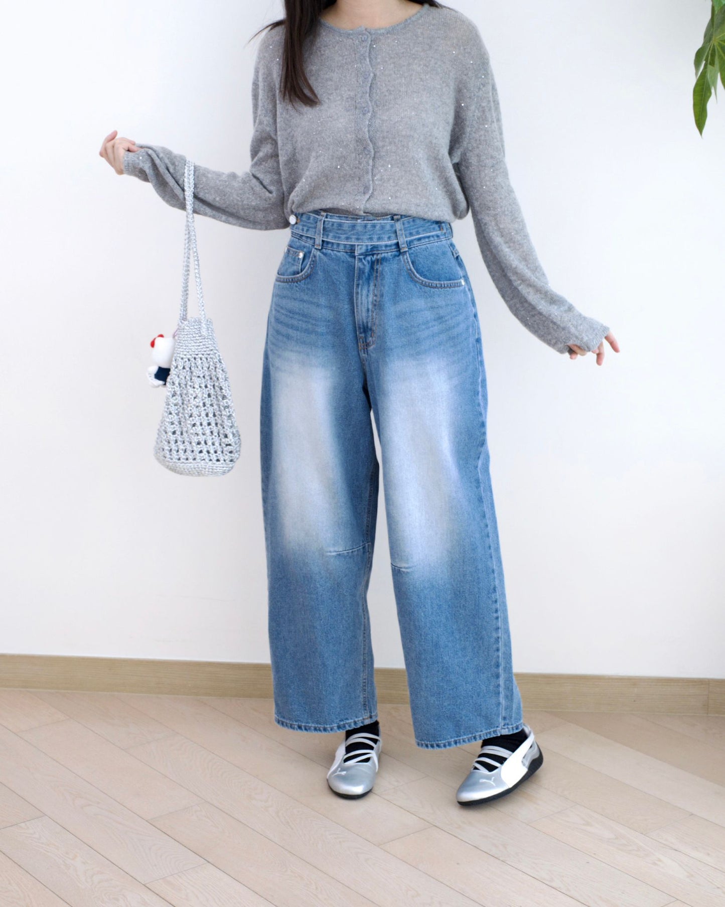 Odd Eye 鈕扣直筒牛仔褲