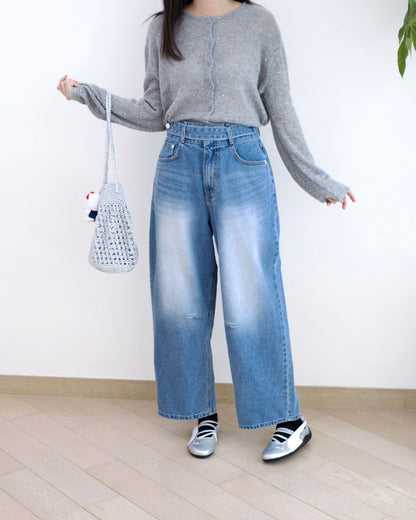 Odd Eye 鈕扣直筒牛仔褲