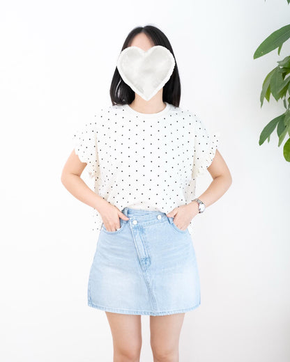Odd Eye 高腰斜鈕扣洗水短裙
