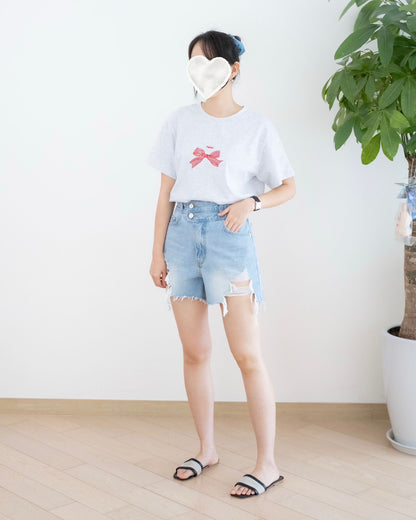 Odd Eye 流蘇破爛高腰牛仔短褲