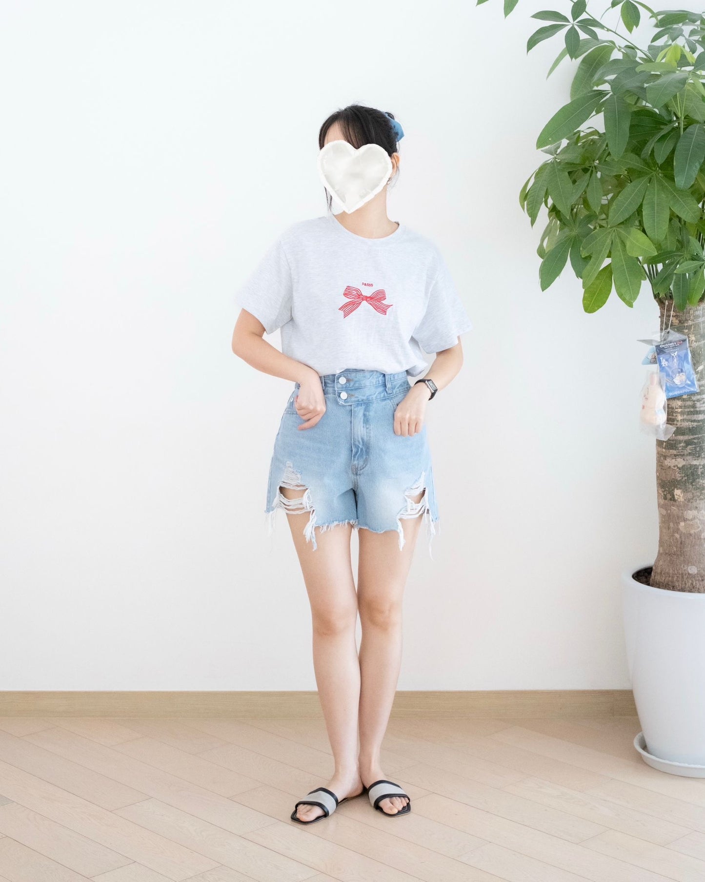 Odd Eye 流蘇破爛高腰牛仔短褲
