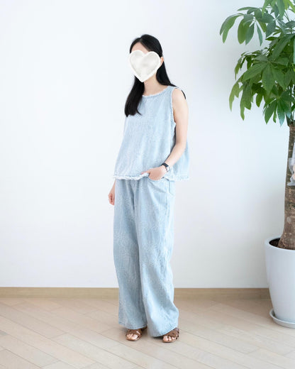 花花牛仔闊褲