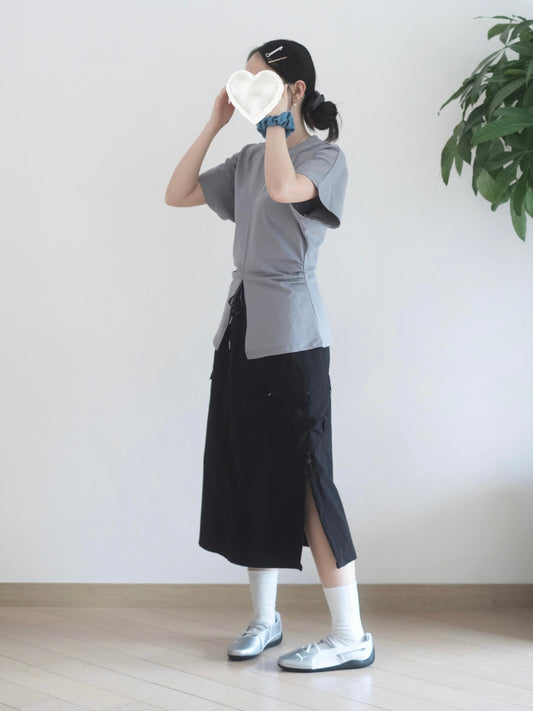 韓國工裝開衩裙