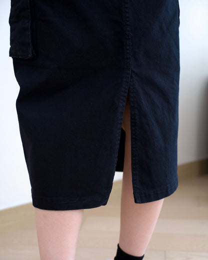 韓國工裝中長扯布裙