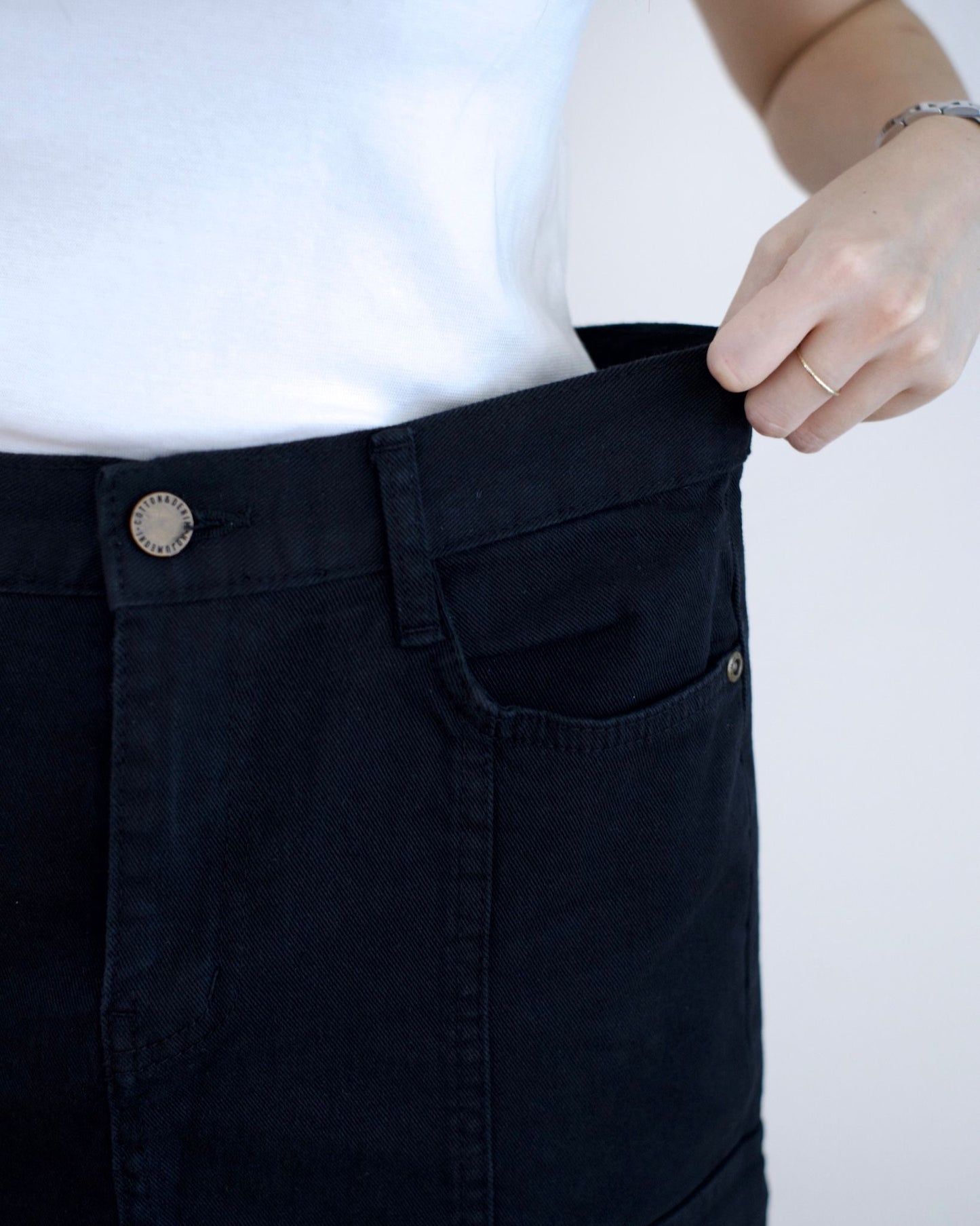 韓國工裝中長扯布裙