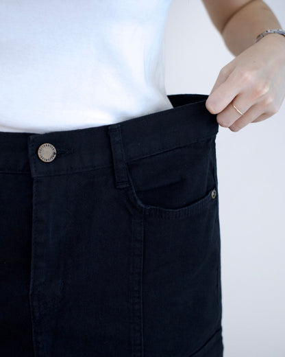 韓國工裝中長扯布裙